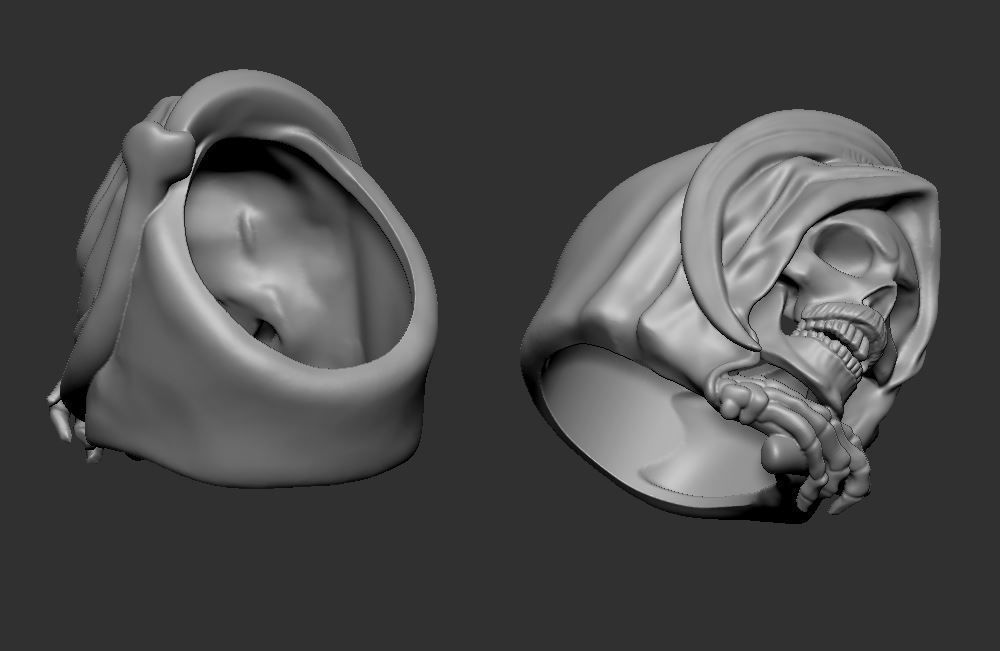 Grim Reaper Skull ring 3D print model_3