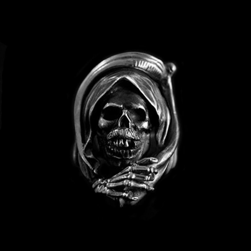Grim Reaper Skull ring 3D print model_5