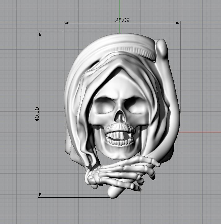 Grim Reaper Skull ring 3D print model_4
