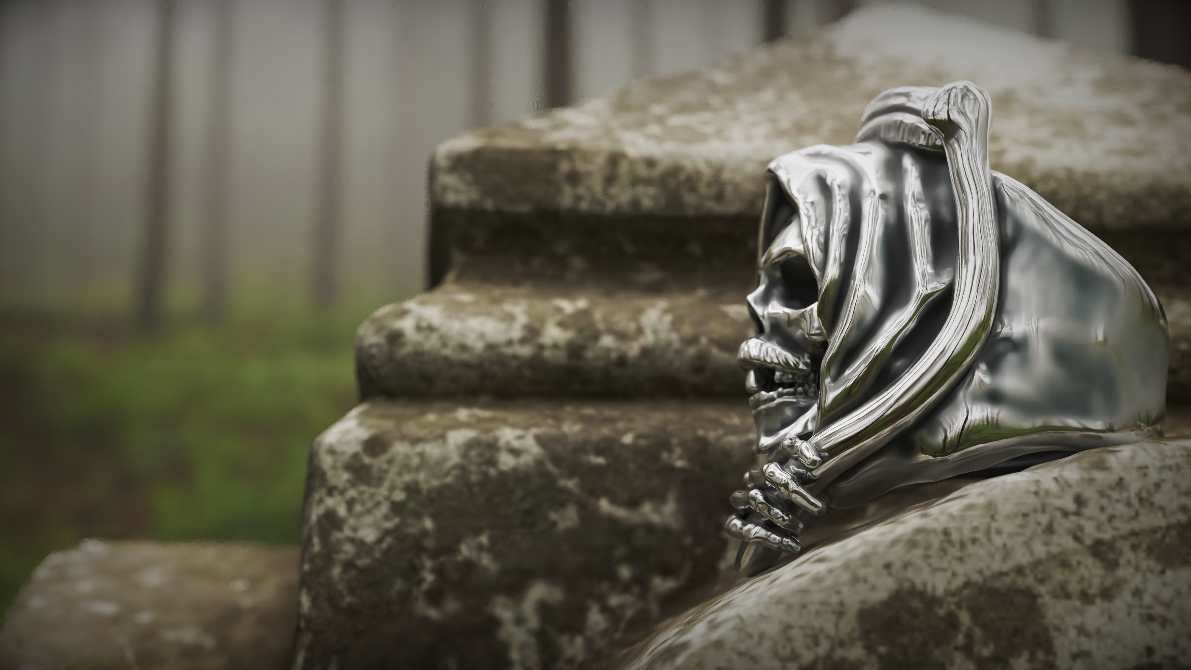Grim Reaper Skull ring 3D print model_10