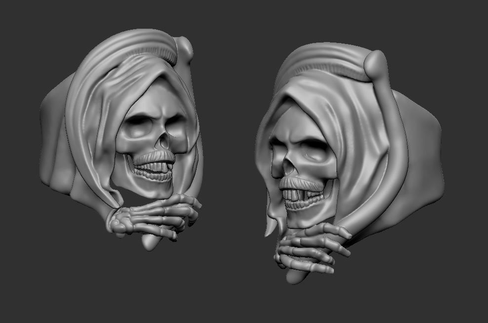 Grim Reaper Skull ring 3D print model_2