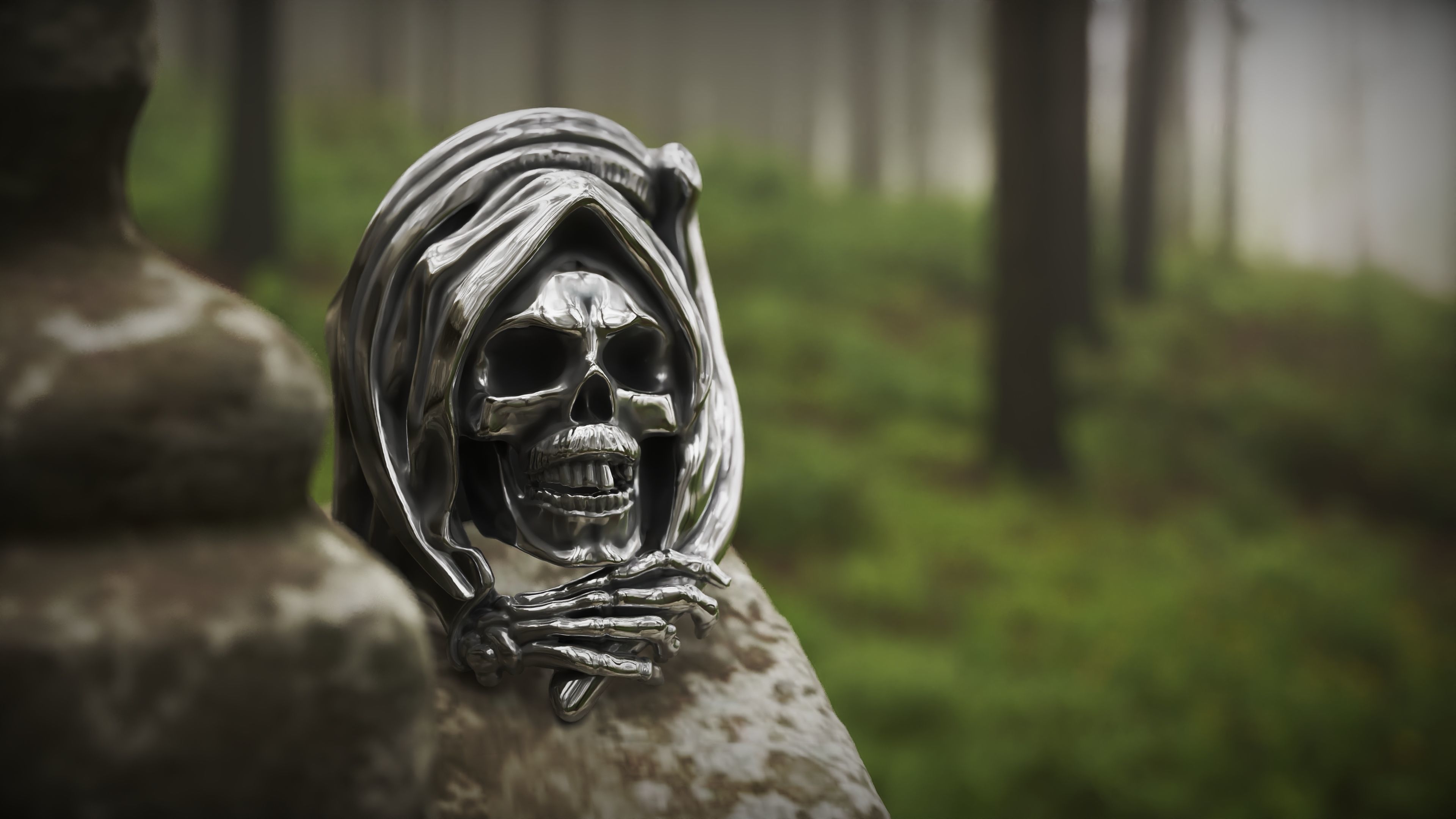 Grim Reaper Skull ring 3D print model_9
