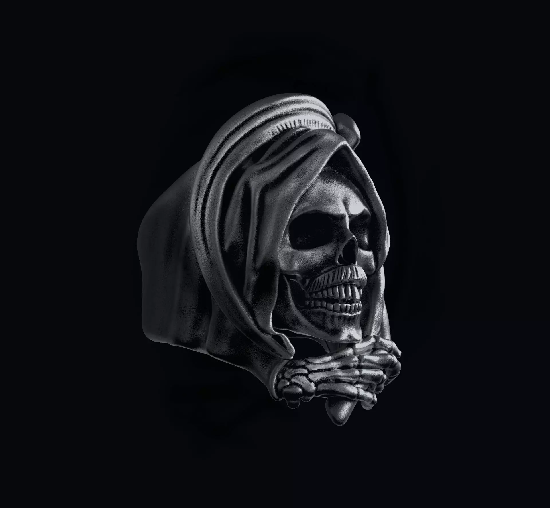 Grim Reaper Skull ring 3D print model_0