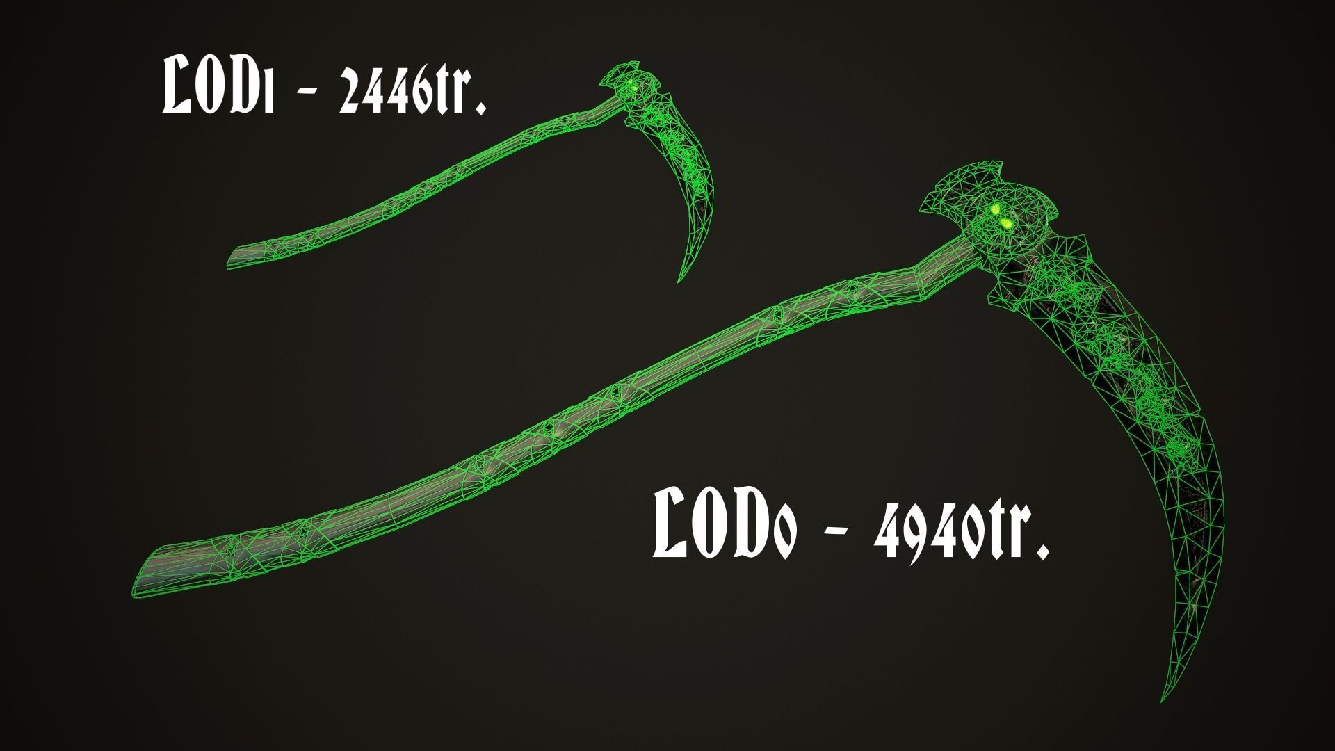 Undead Scythe - game ready model Low-poly 3D model_9