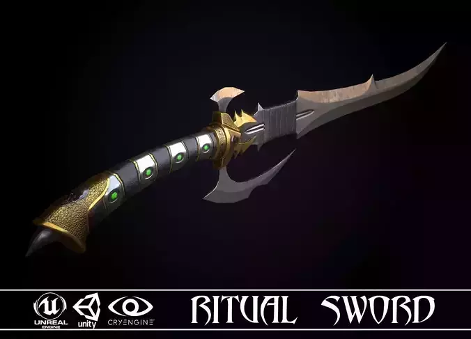 Ritual Sword - game ready model Low-poly 3D model