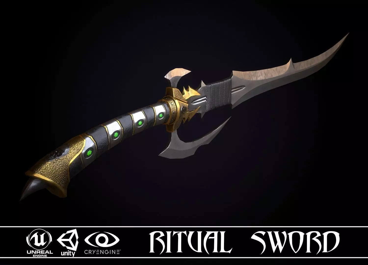 Ritual Sword - game ready model Low-poly 3D model_0