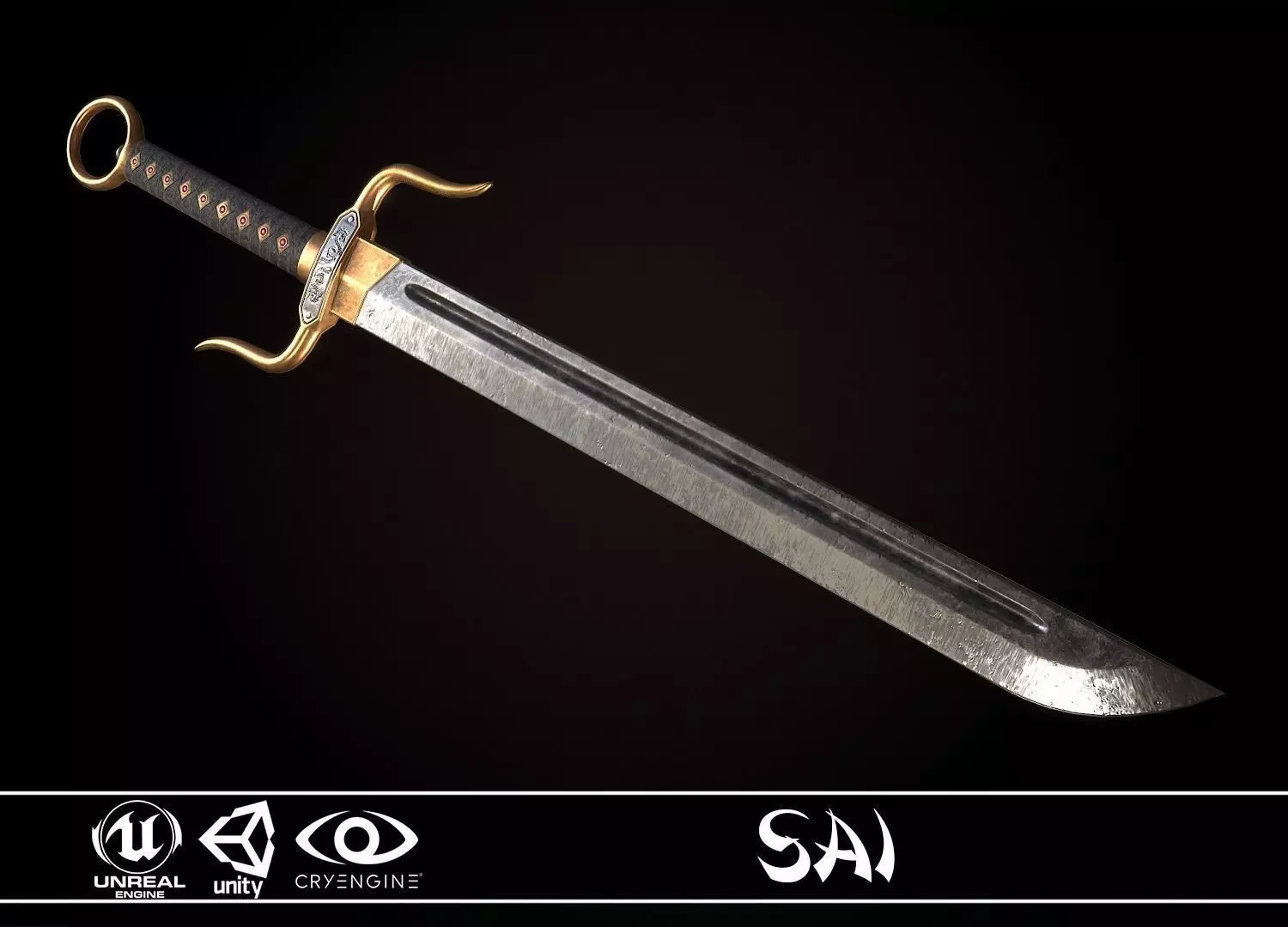 Sai - game ready model sword Low-poly 3D model