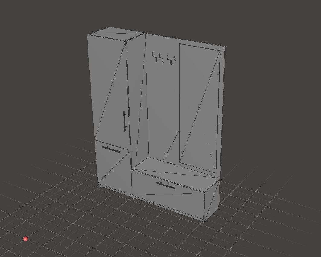 Shoes cabinet Low poly 3D VR AR 3D model Low-poly 3D model_6