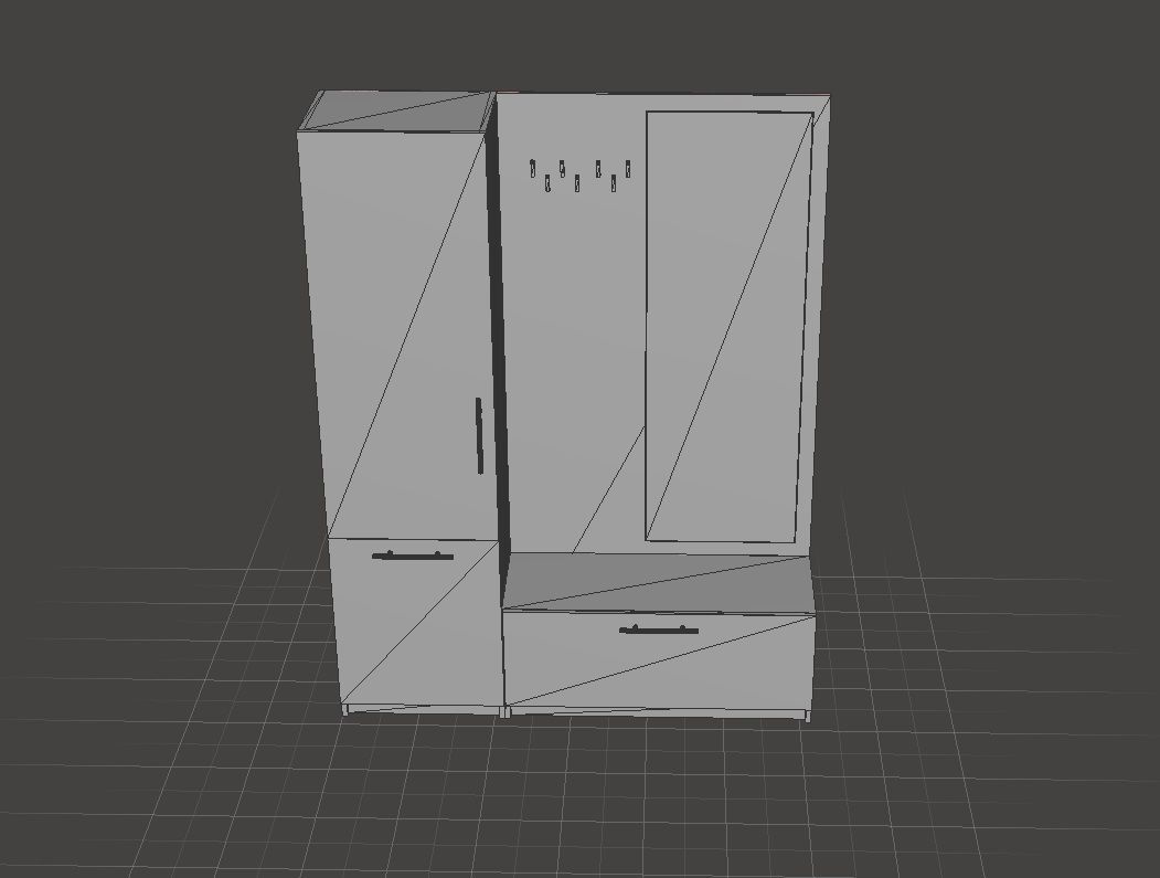 Shoes cabinet Low poly 3D VR AR 3D model Low-poly 3D model_7