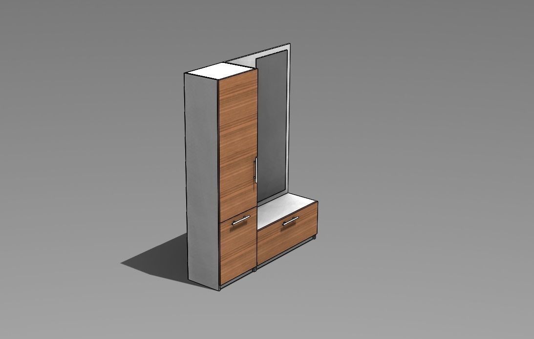 Shoes cabinet Low poly 3D VR AR 3D model Low-poly 3D model_3