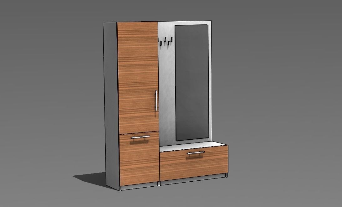 Shoes cabinet Low poly 3D VR AR 3D model Low-poly 3D model_2