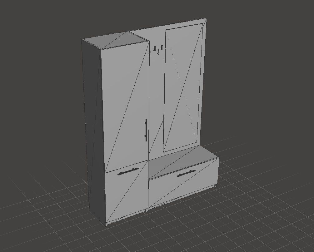 Shoes cabinet Low poly 3D VR AR 3D model Low-poly 3D model_8