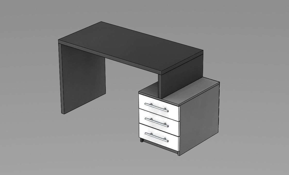 3D model Office Desk furniture in black and white combination VR / AR
