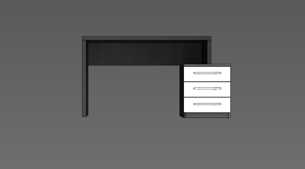 3D model Office Desk furniture in black and white combination VR / AR