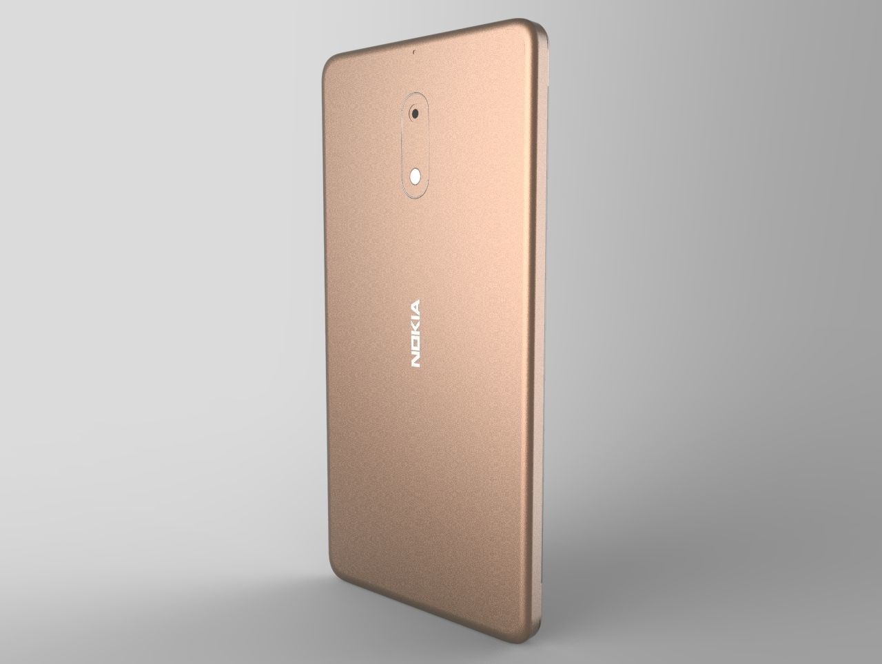 Nokia 6 gold smartphone 3D model_1
