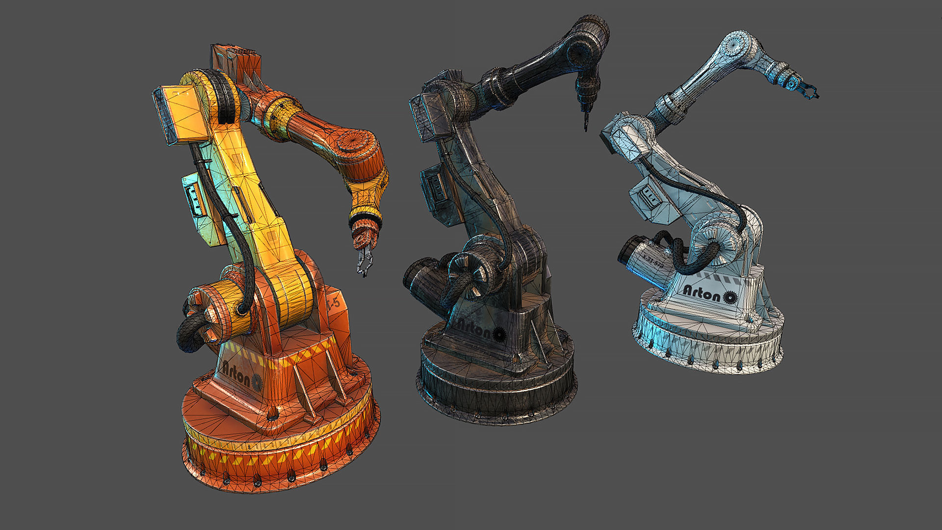 Industrial robotic hand 2 Low-poly 3D model_1