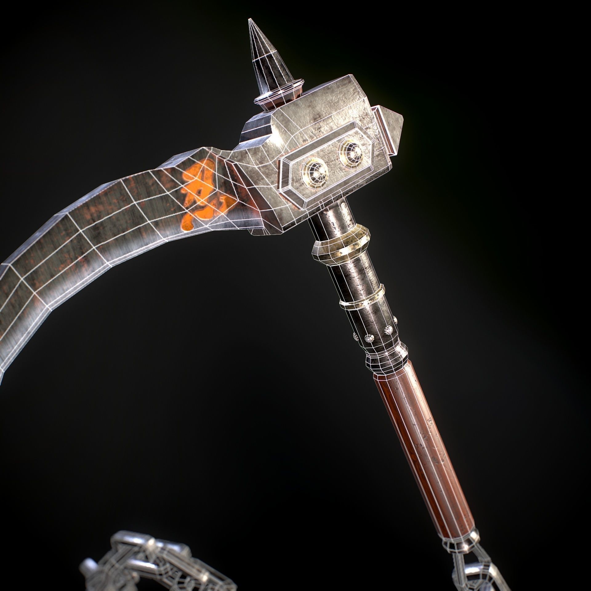 HIE Game Ready Kusarigama Low-poly 3D model_5