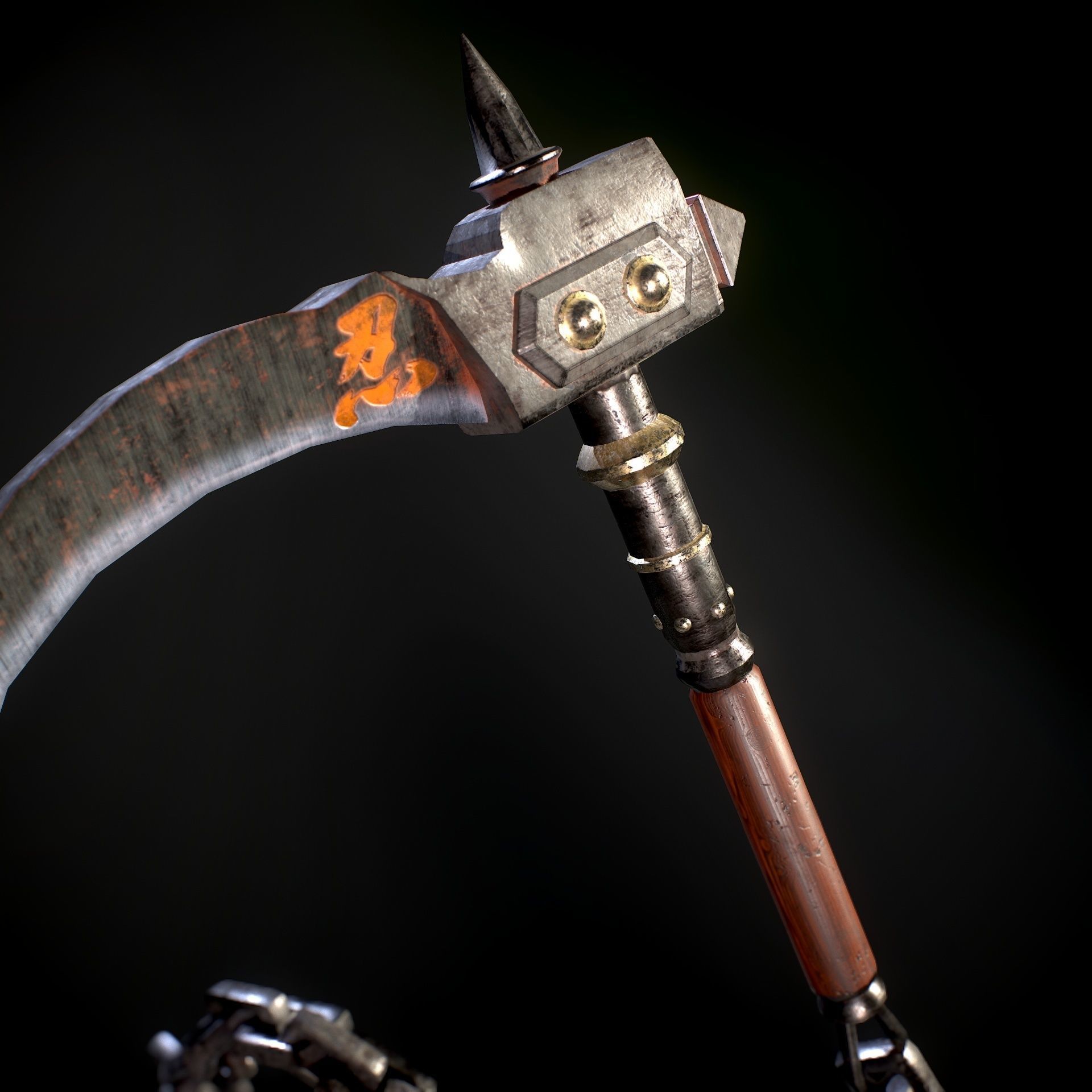 HIE Game Ready Kusarigama Low-poly 3D model_3