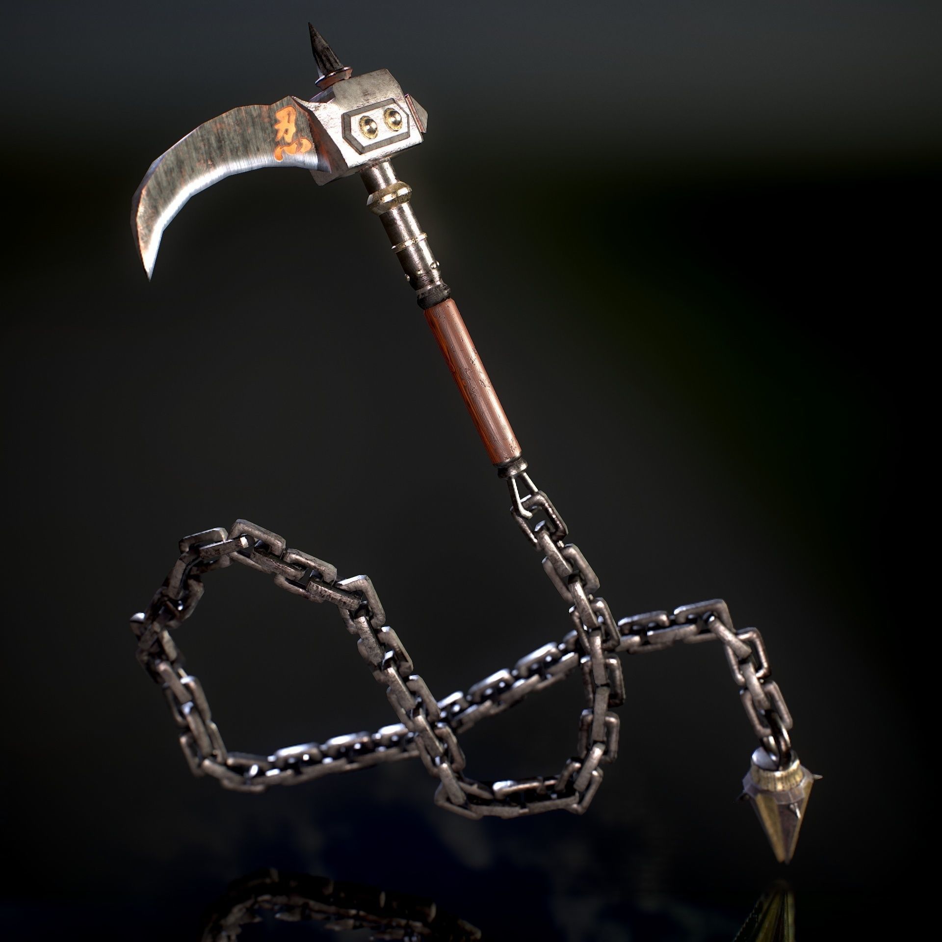 HIE Game Ready Kusarigama Low-poly 3D model_12