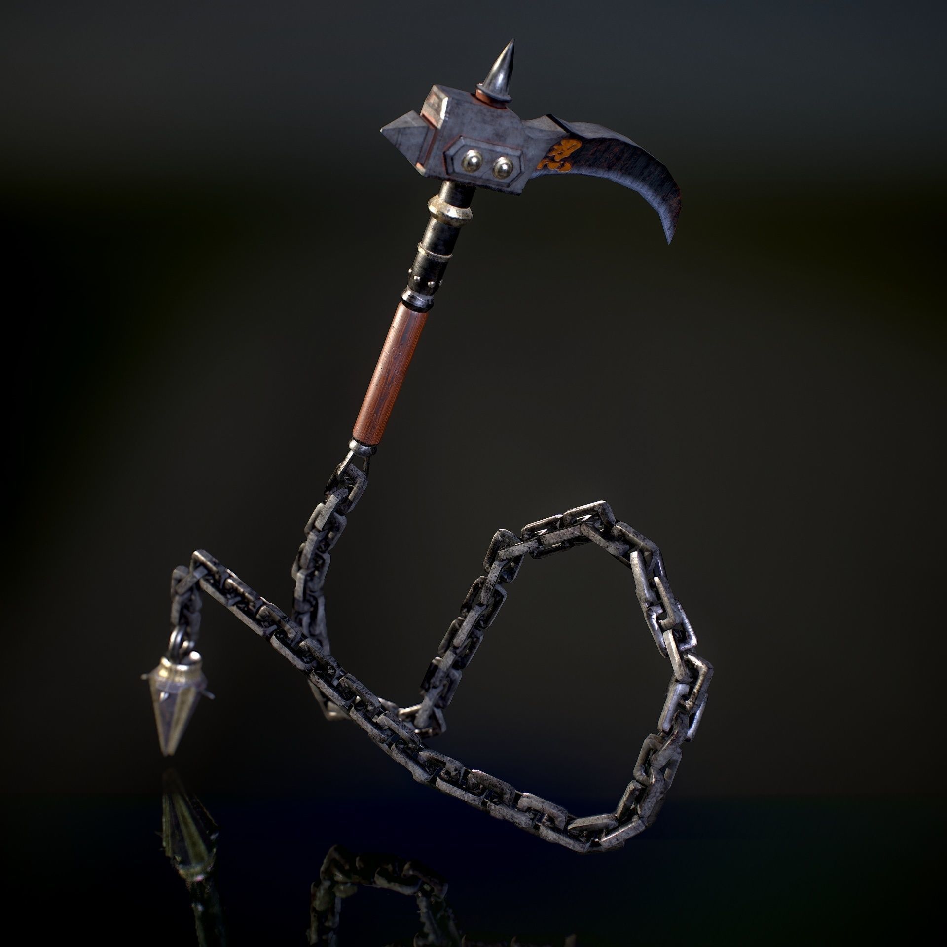 HIE Game Ready Kusarigama Low-poly 3D model_9