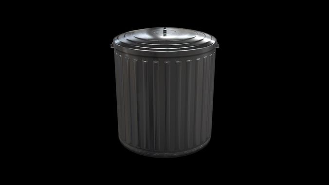 Metal Trash Can Low-poly 3D model