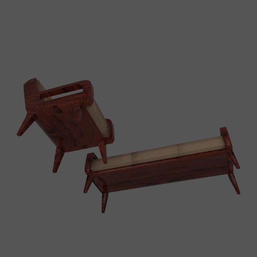Armchair and coach 3D model_2