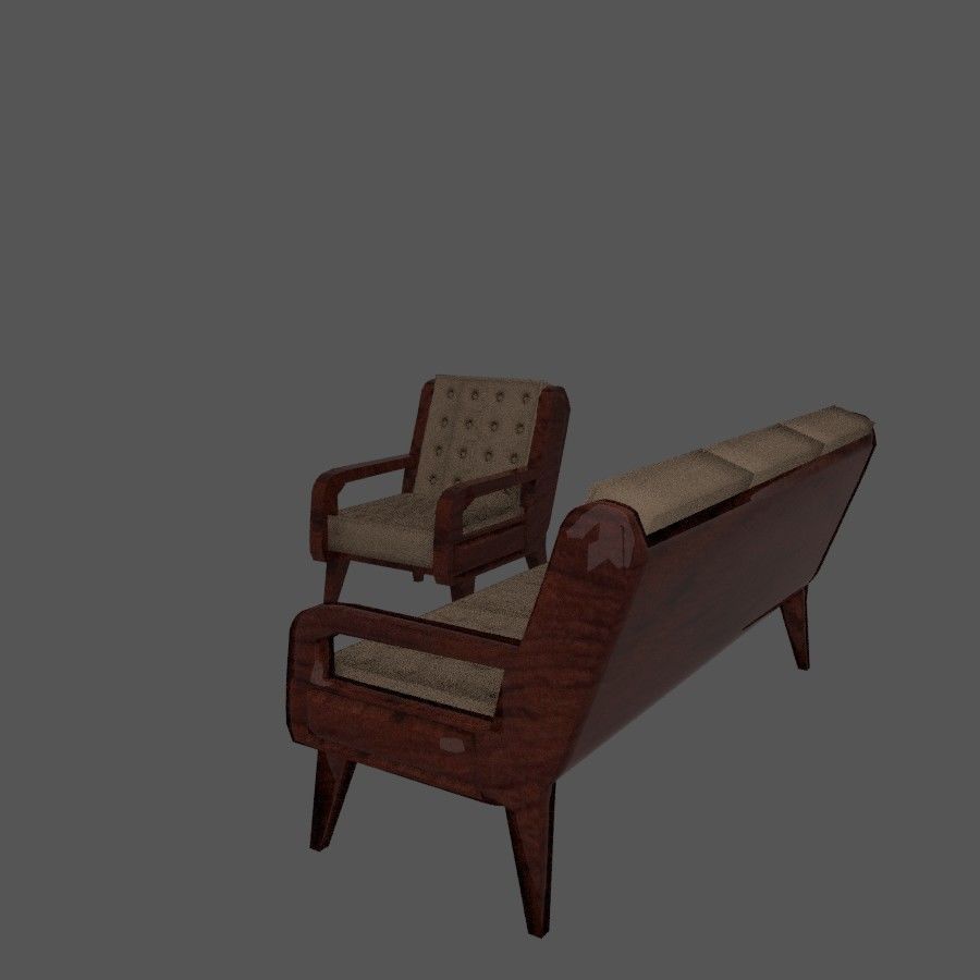 Armchair and coach 3D model_3