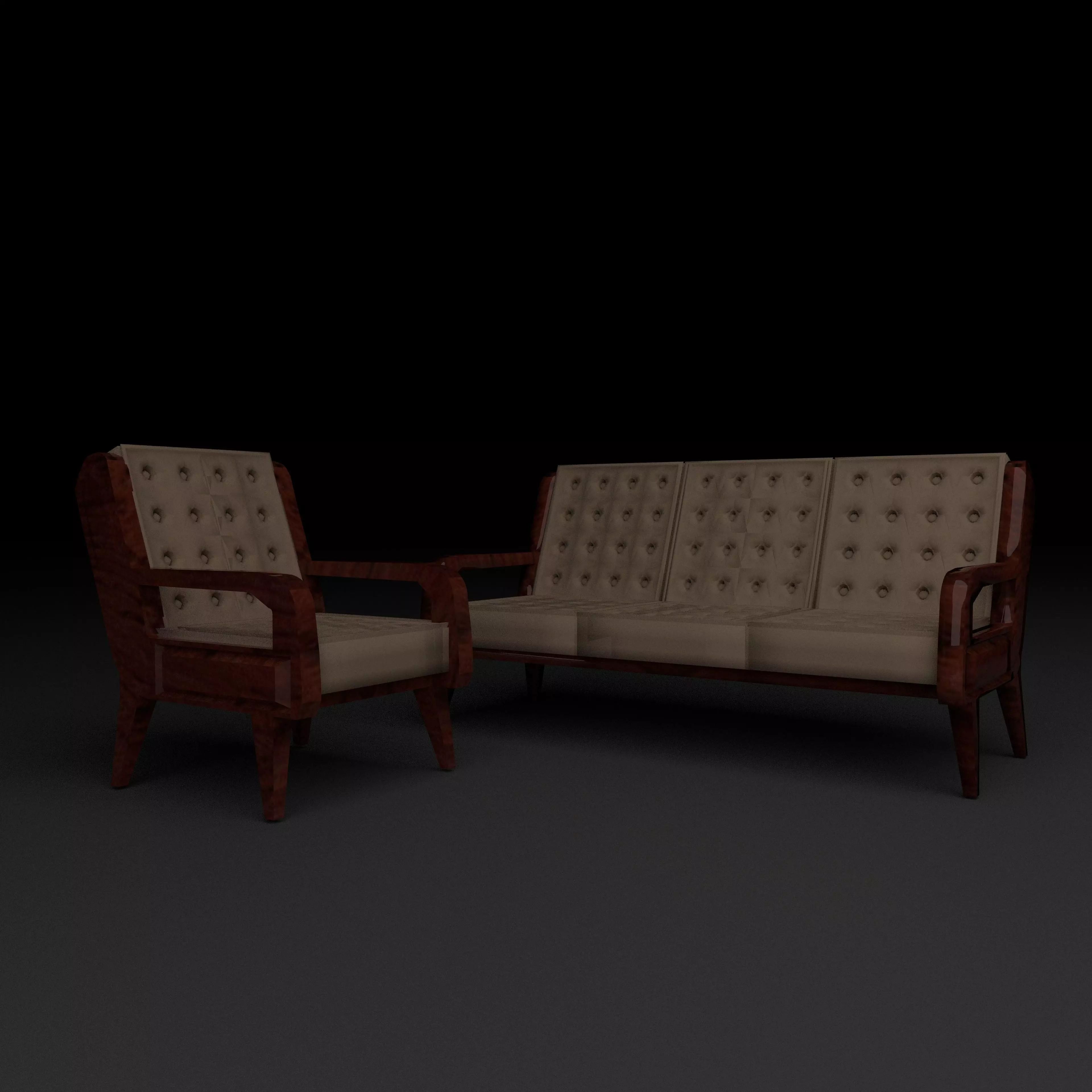 Armchair and coach 3D model_0