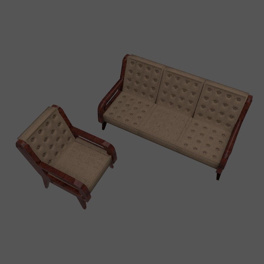 Armchair and coach 3D model_1