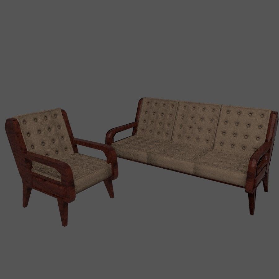 Armchair and coach 3D model_7