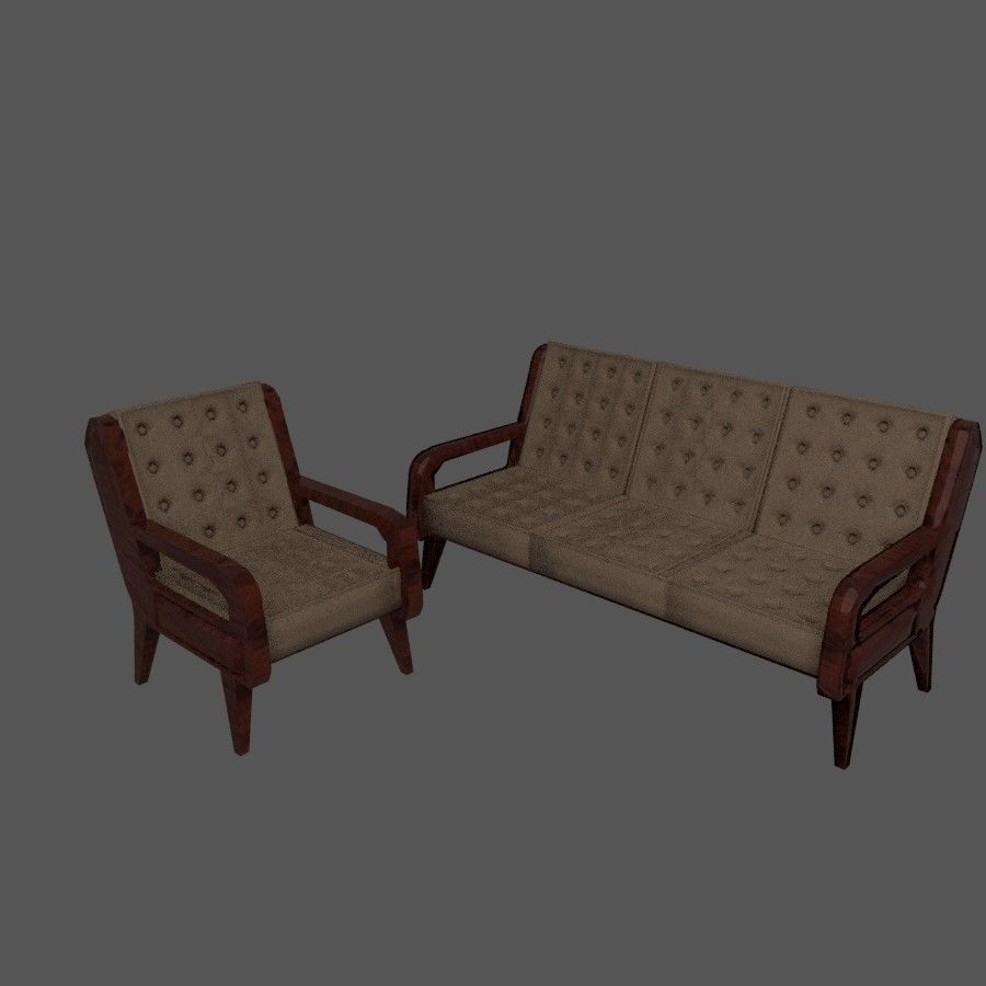 Armchair and coach 3D model_5