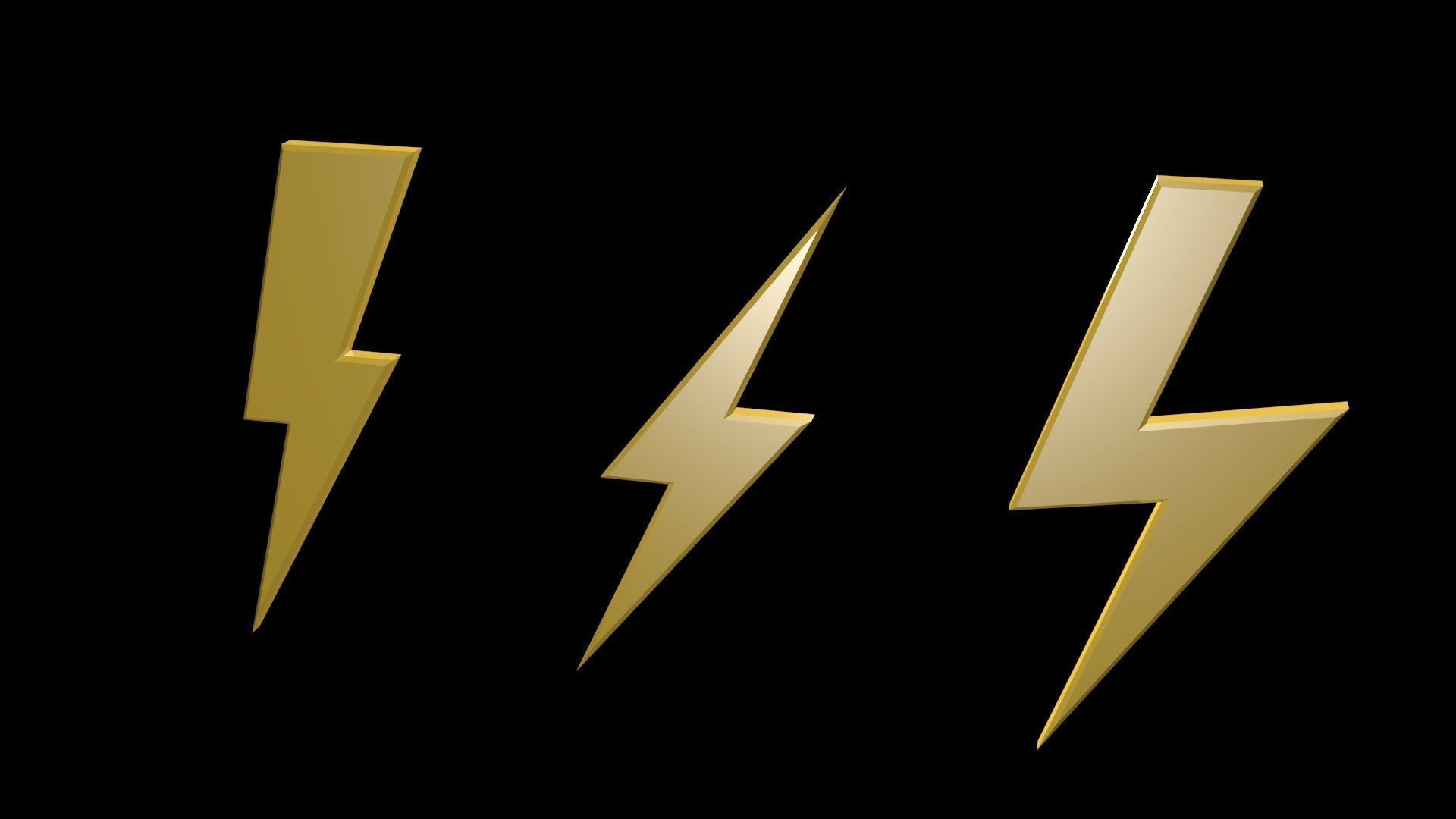 Low poly thunder symbols 1 Low-poly 3D model_0