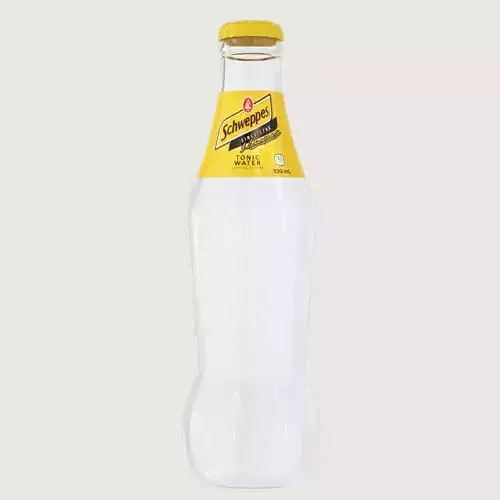 Schweppes Tonic Drink Glass Bottle Low-poly 3D model