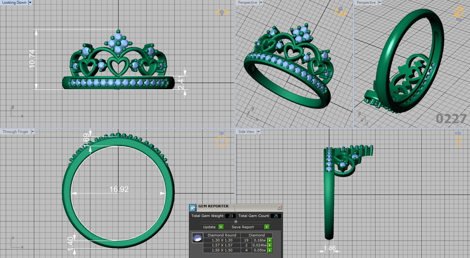 Crown ring 3d print model 0227  3D print model_1
