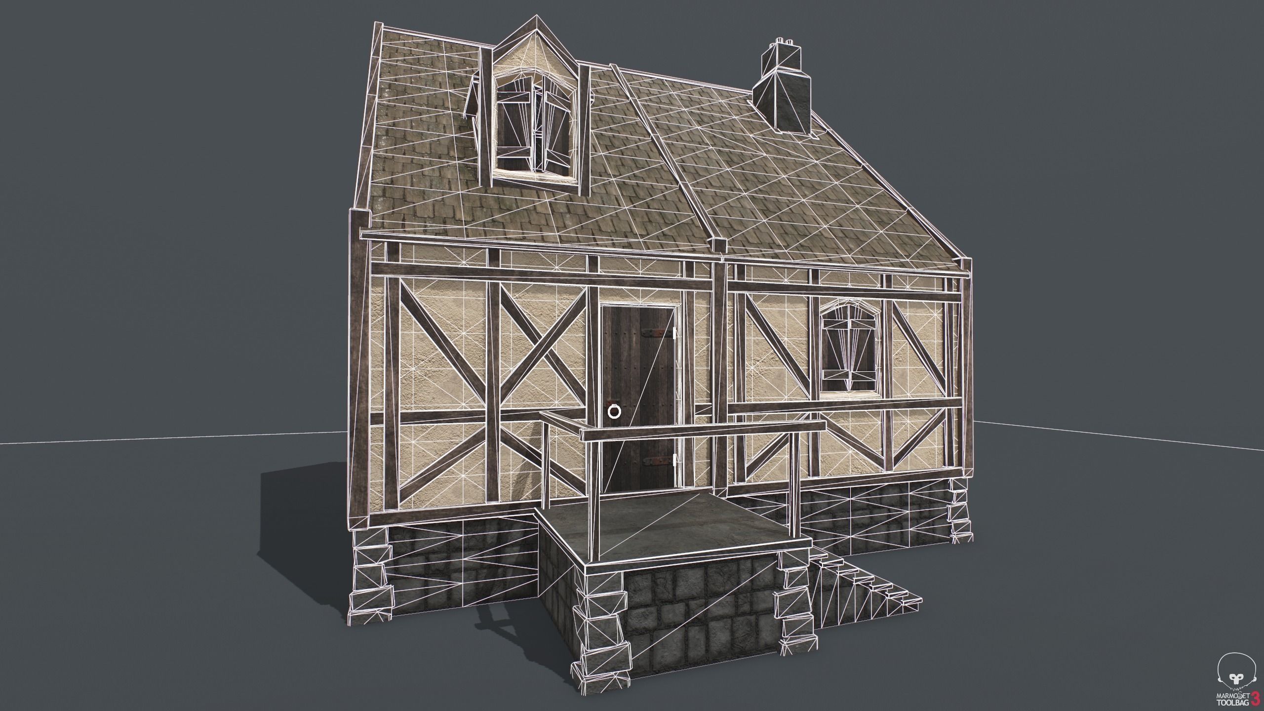 Medieval House 08 Low-poly 3D model_6