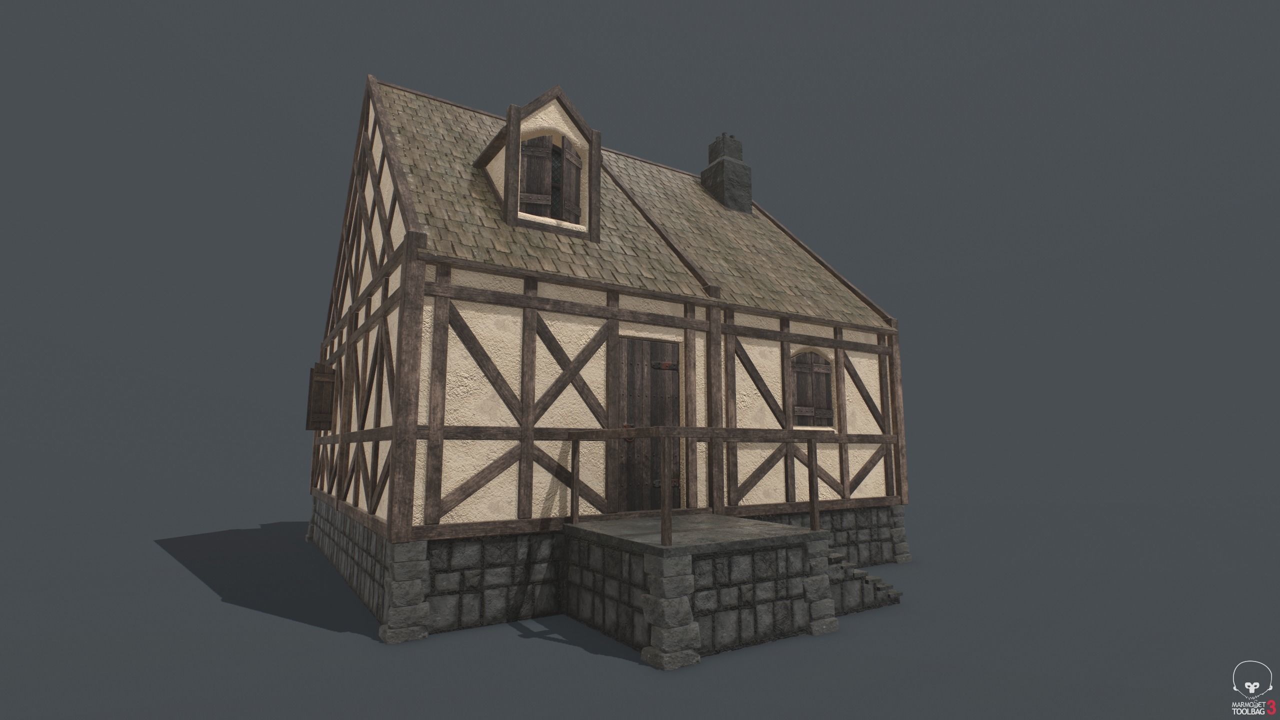 Medieval House 08 Low-poly 3D model_2