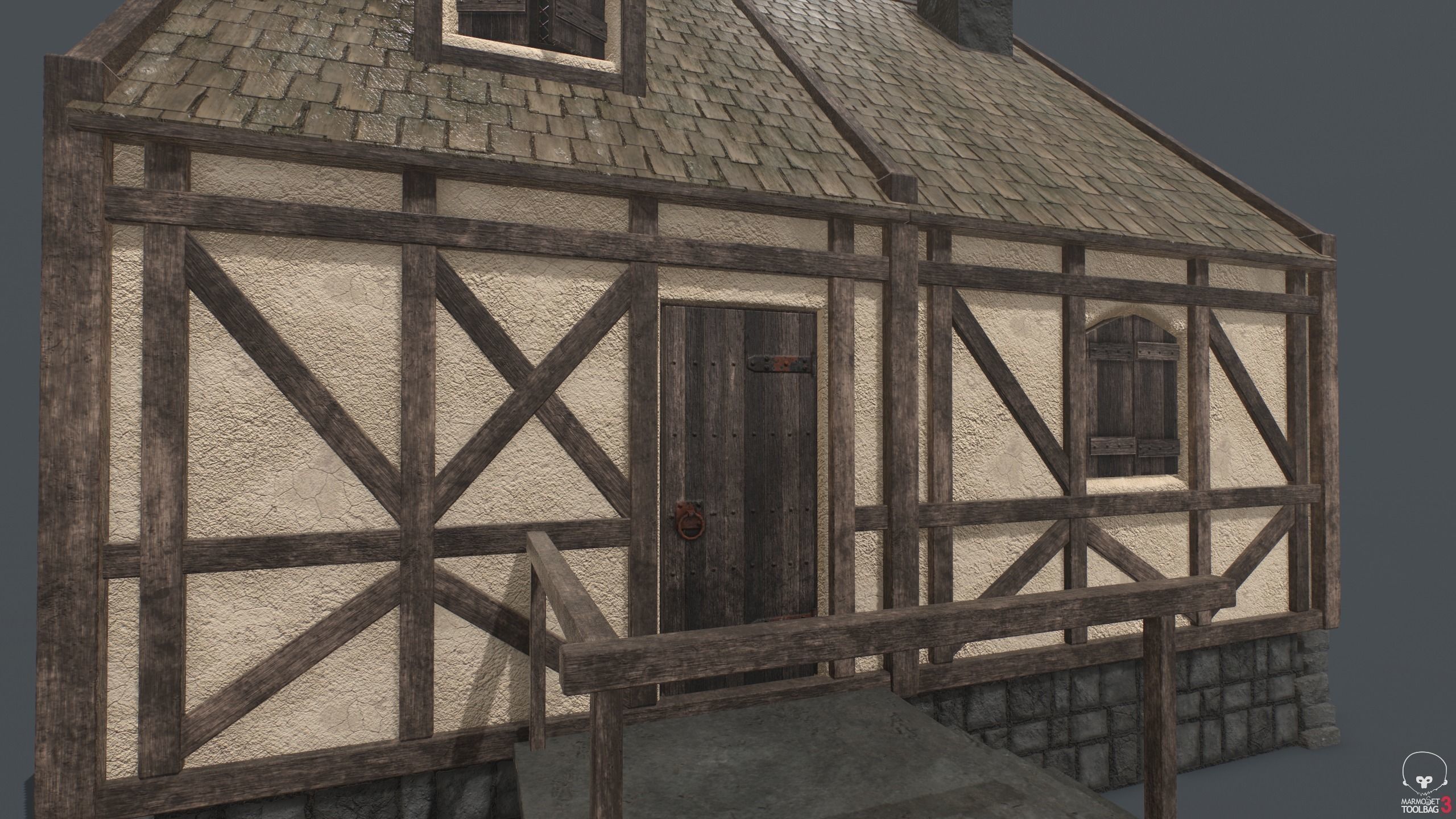 Medieval House 08 Low-poly 3D model_5