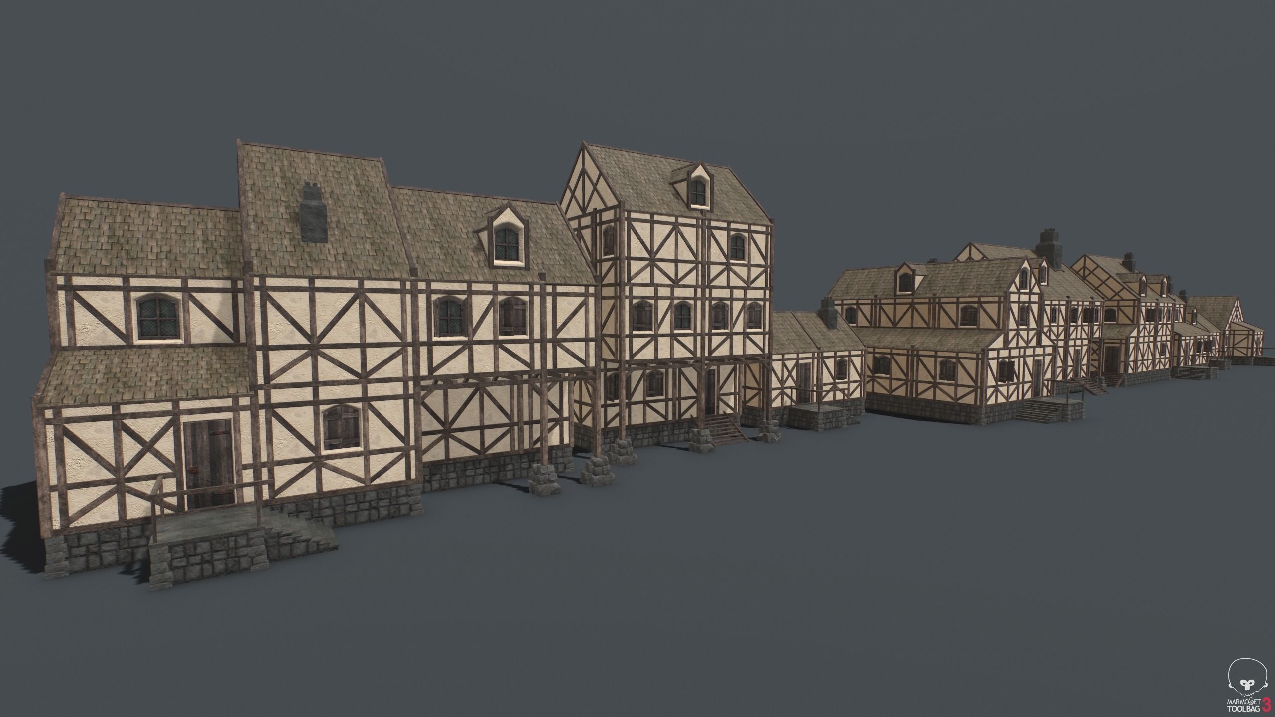 Medieval Houses PACK PBR Low-poly 3D model_2