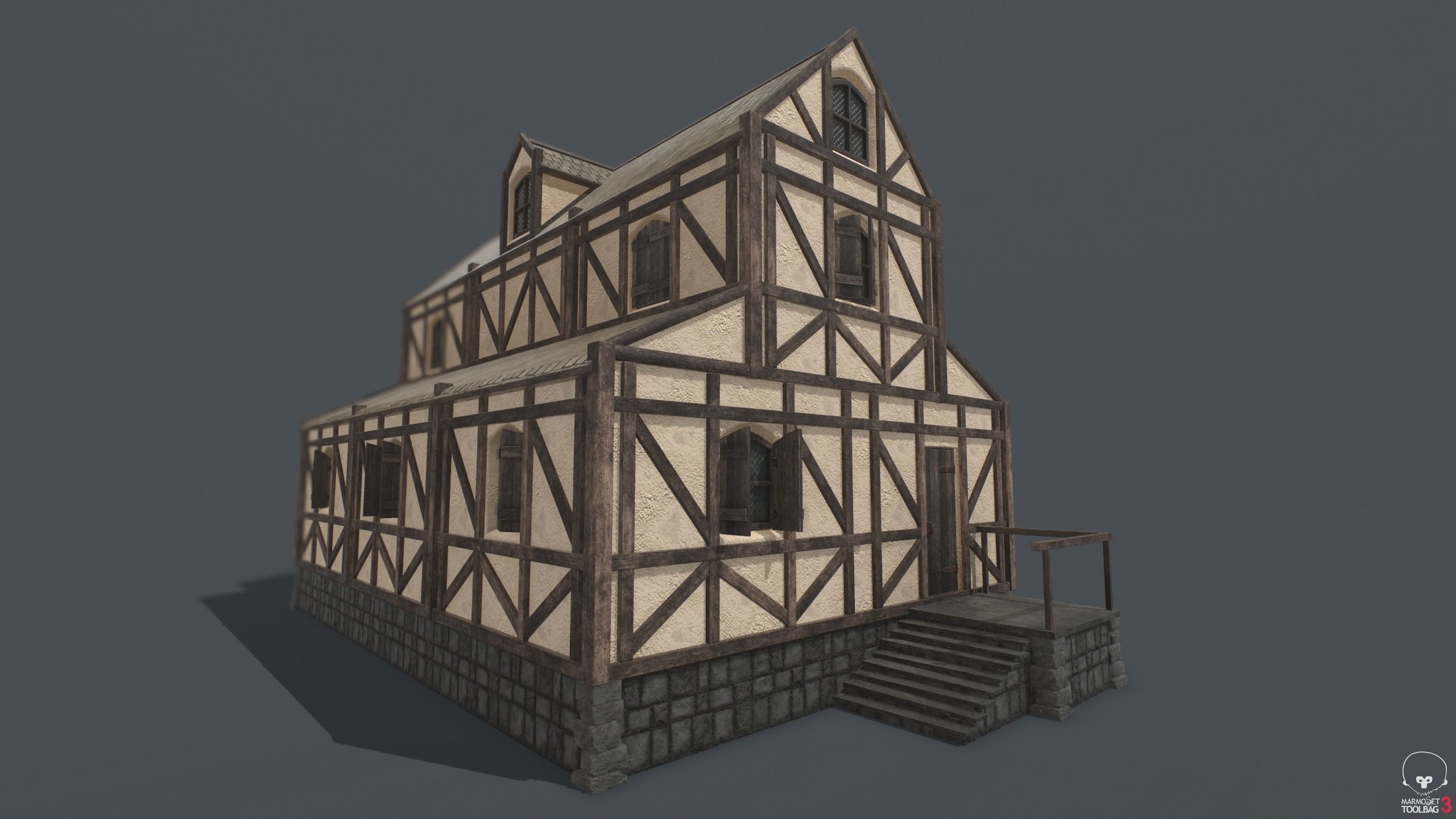 Medieval Houses PACK PBR Low-poly 3D model_17