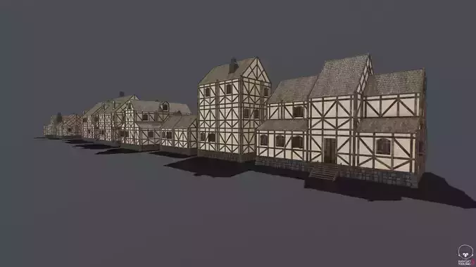 Medieval Houses PACK PBR Low-poly 3D model