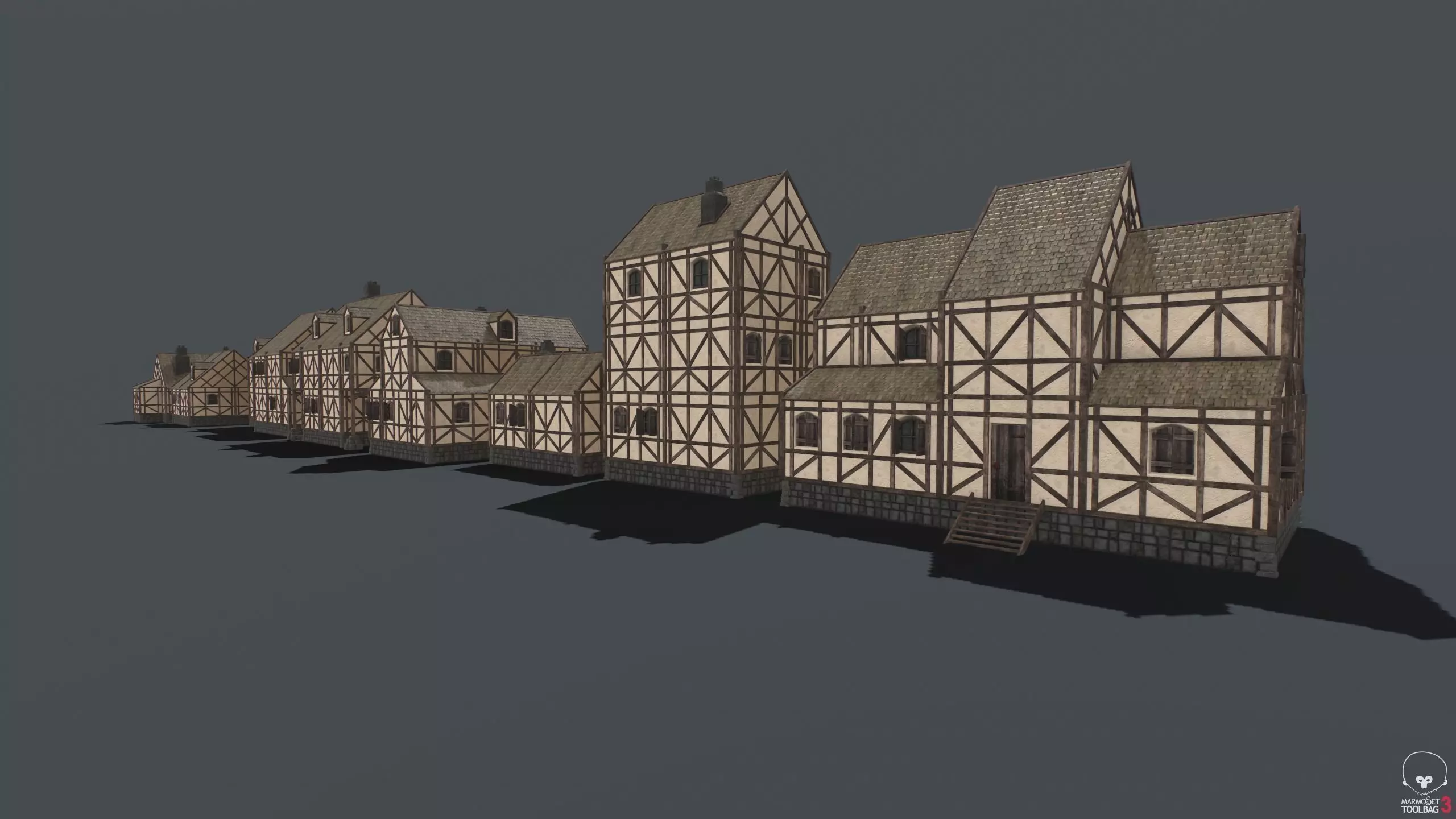 Medieval Houses PACK PBR Low-poly 3D model_0