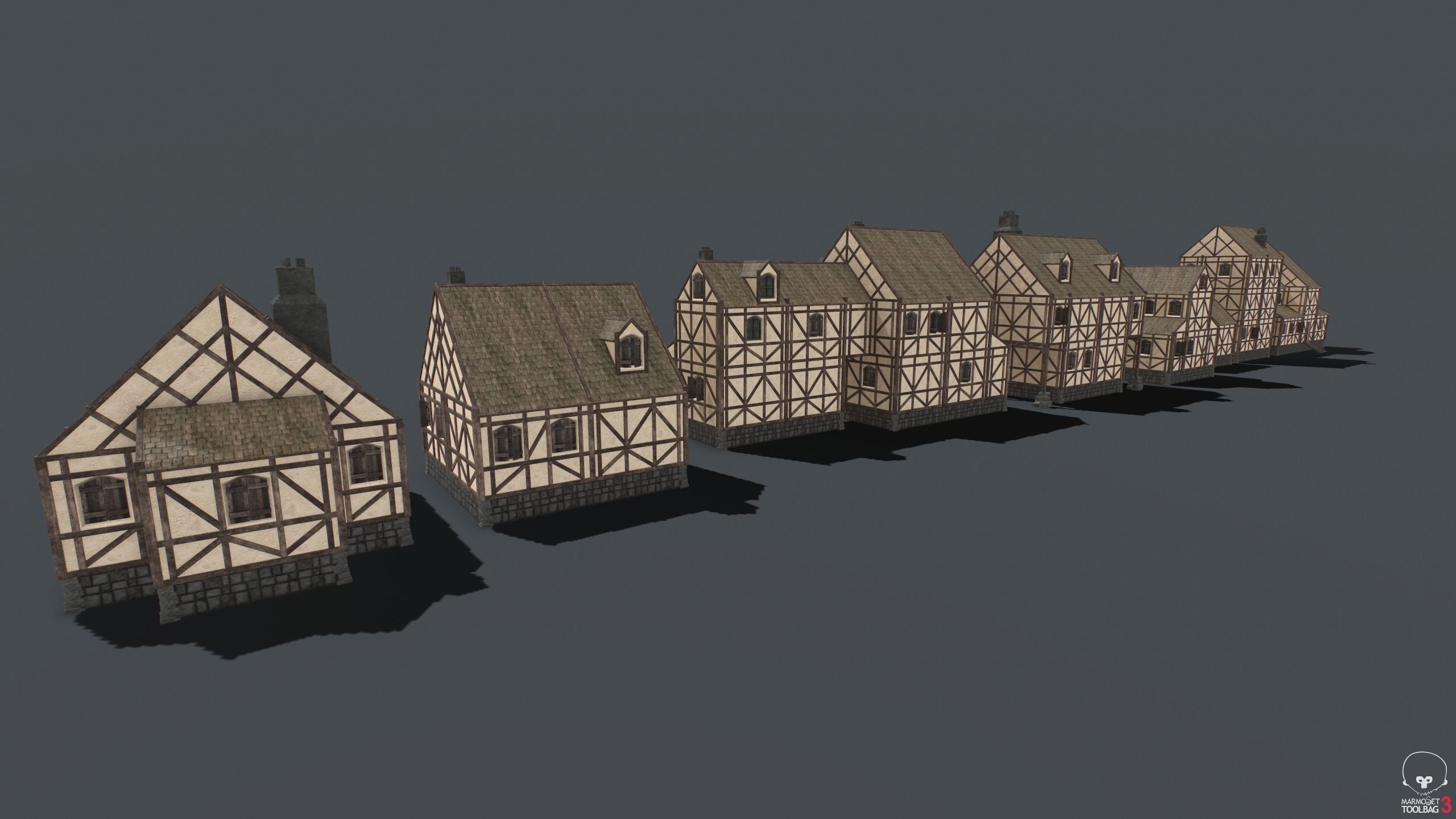Medieval Houses PACK PBR Low-poly 3D model_3