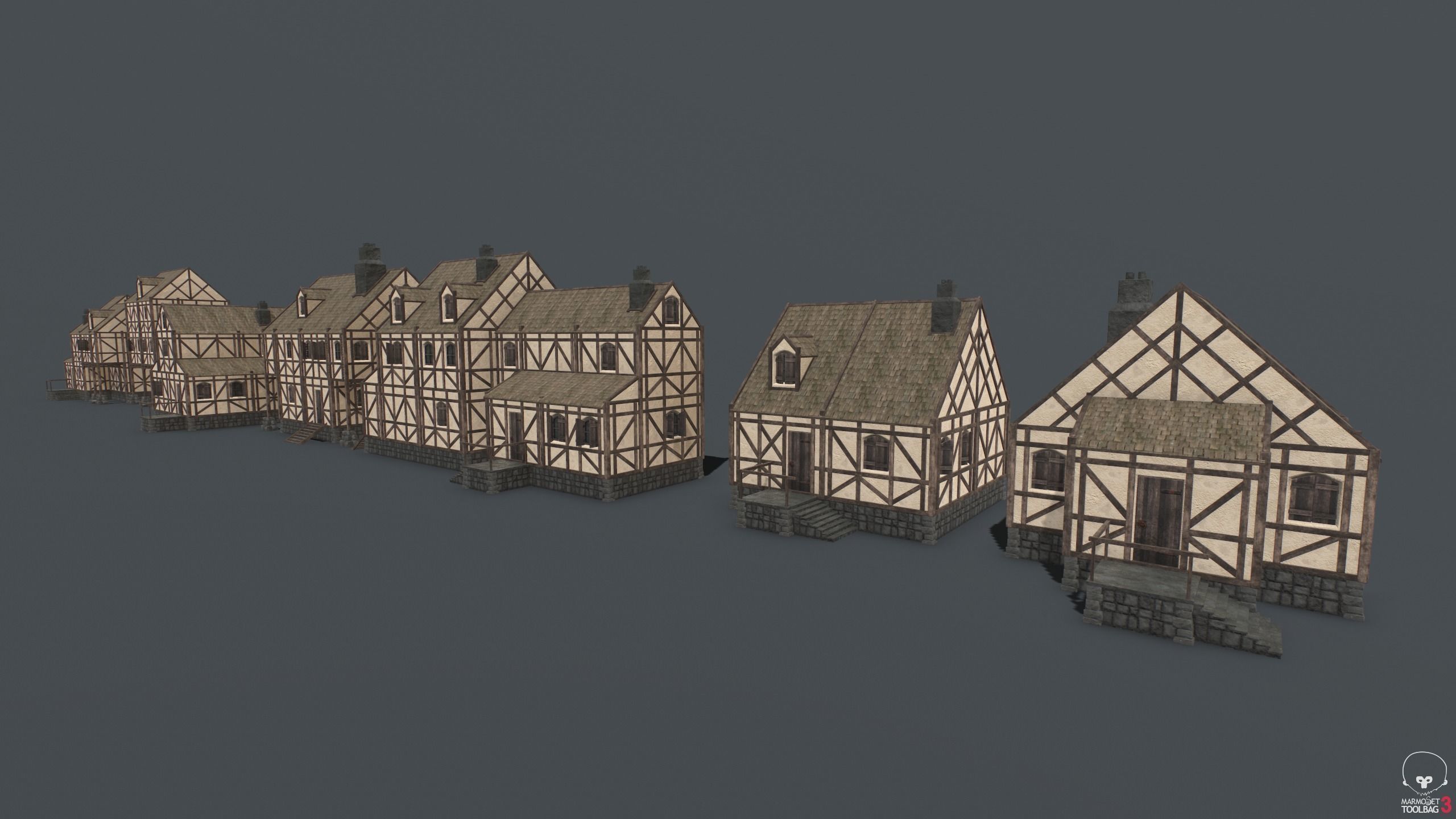 Medieval Houses PACK PBR Low-poly 3D model_1
