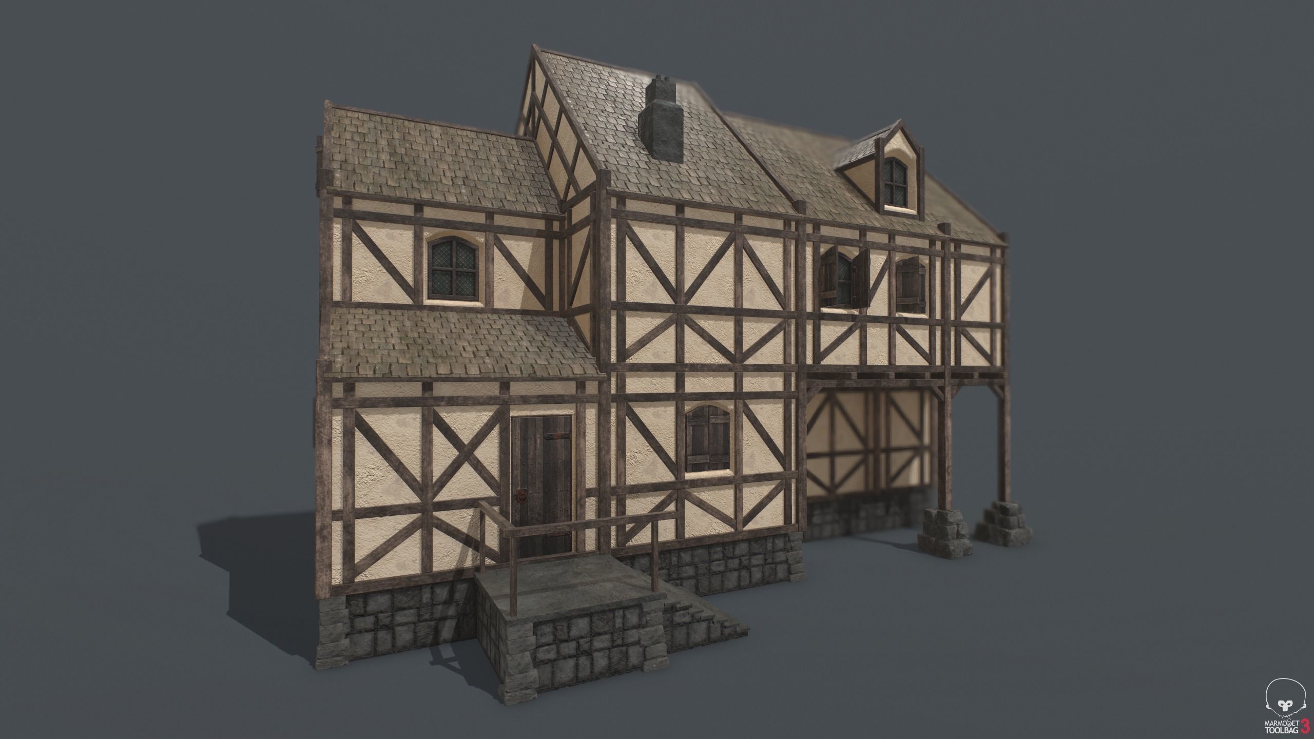 Medieval Houses PACK PBR Low-poly 3D model_4