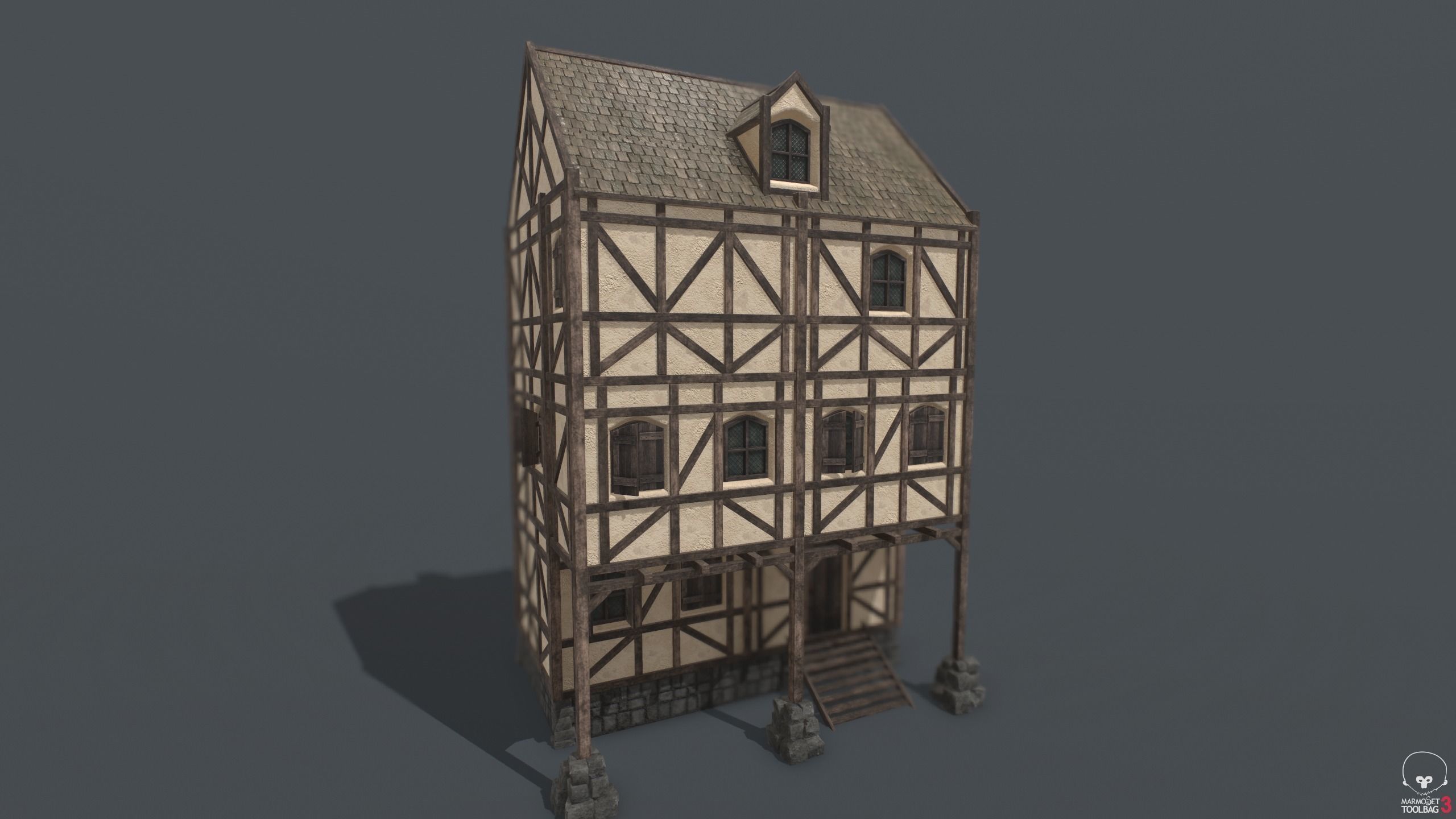 Medieval Houses PACK PBR Low-poly 3D model_7
