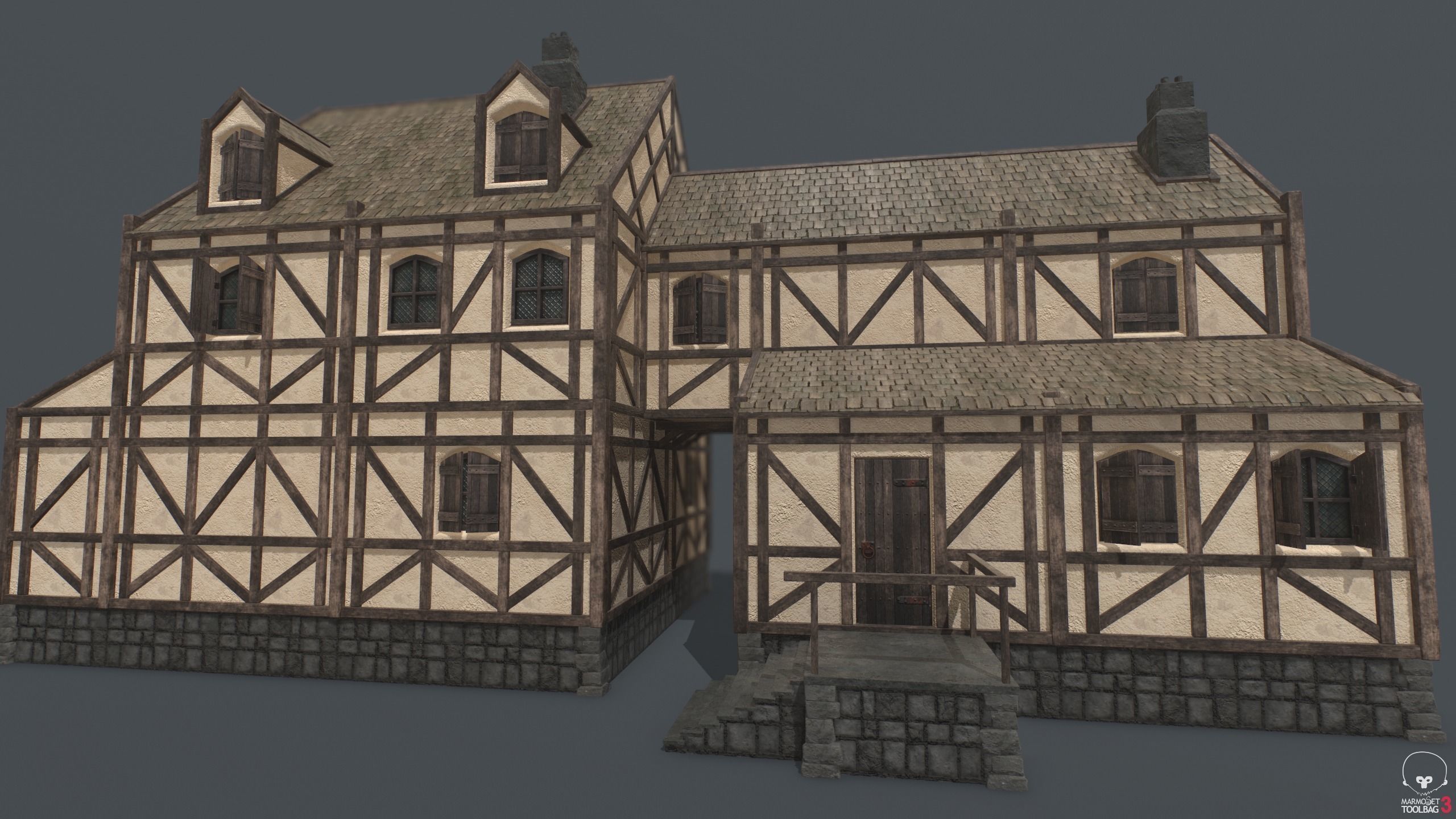 Medieval Houses PACK PBR Low-poly 3D model_13