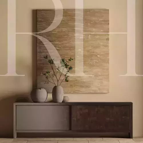 RH WYETH SPLIT BAMBOO MEDIA SIDEBOARD with DECOR 3D model
