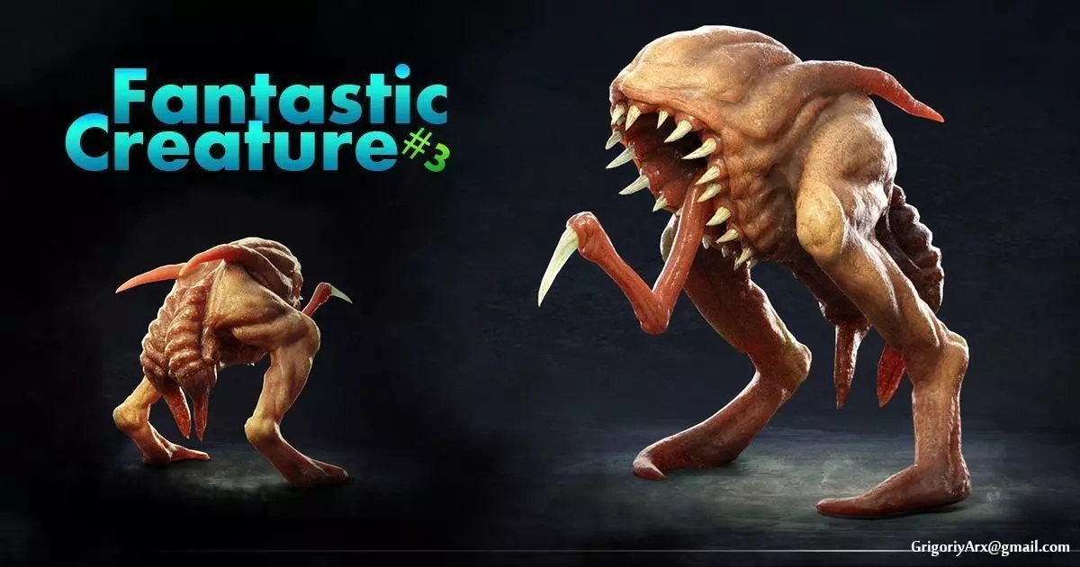 Fantastic Creature 3 Low-poly 3D model_0