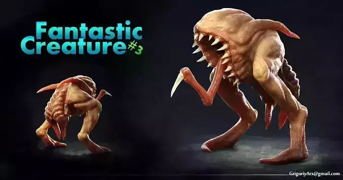 Fantastic Creature 3 Low-poly 3D model