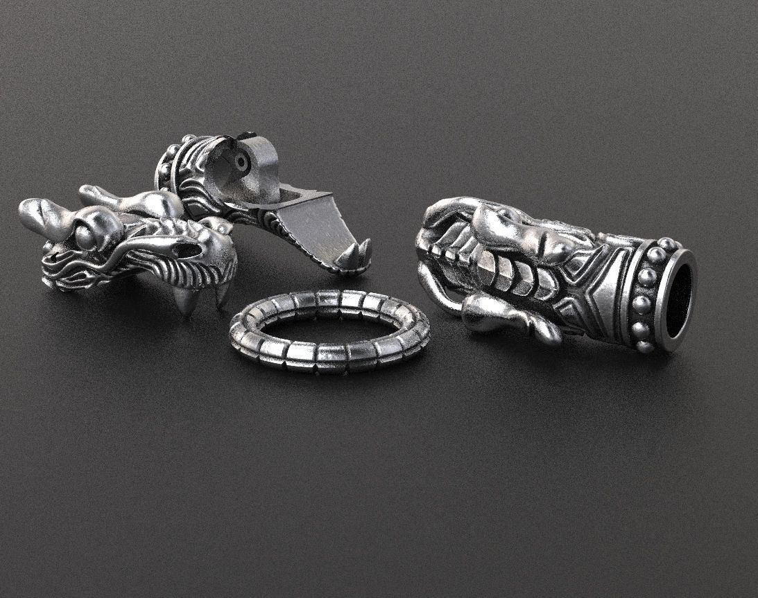 Stylish dragon bracelet under the skin with a lock 338 3D print model_14